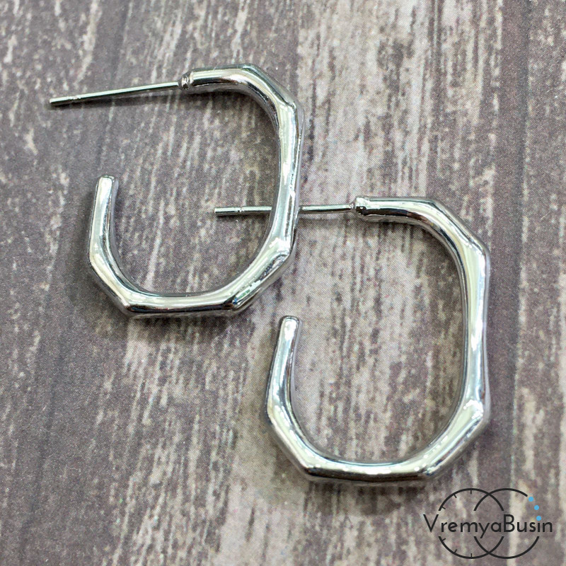 Швензы-гвоздики из латуни с родиевым покрытием, 17х22 мм  (1 пара)