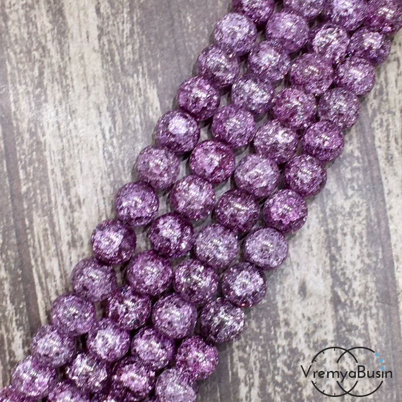 Кварц кракле, шарик гладкий 8 мм (нить, ок. 48 шт.)