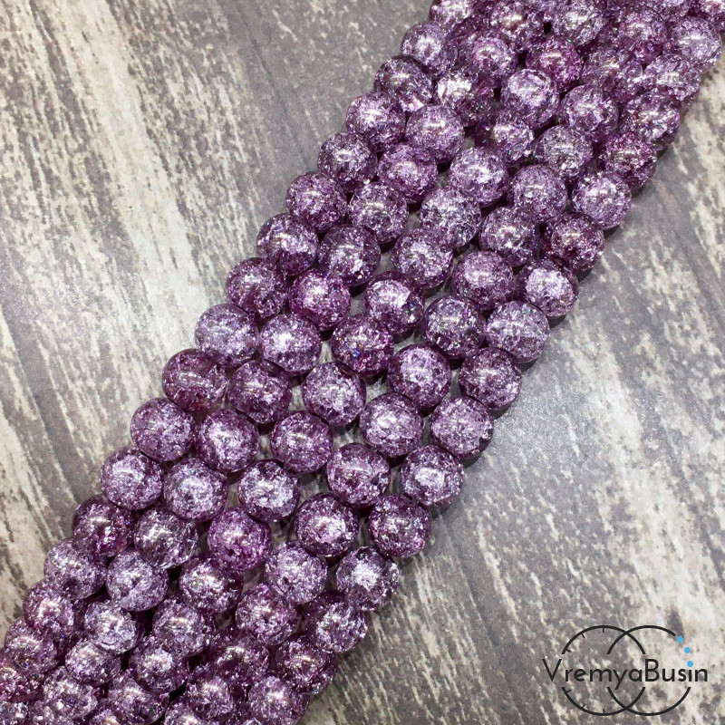 Кварц кракле, шарик гладкий 6 мм (нить, ок. 65 шт.)