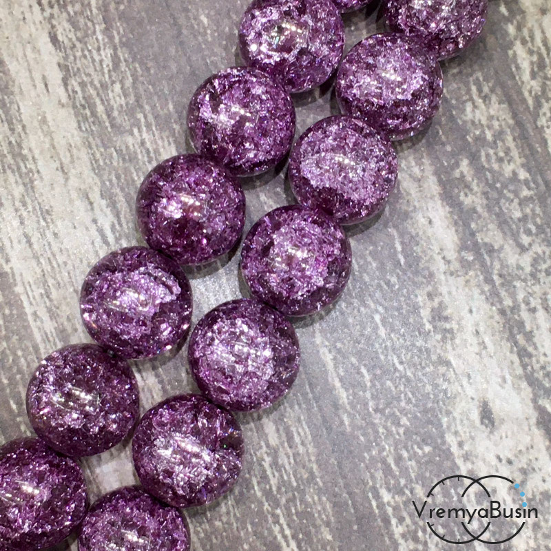 Кварц кракле, шарик гладкий 12 мм (нить, ок. 32 шт.)