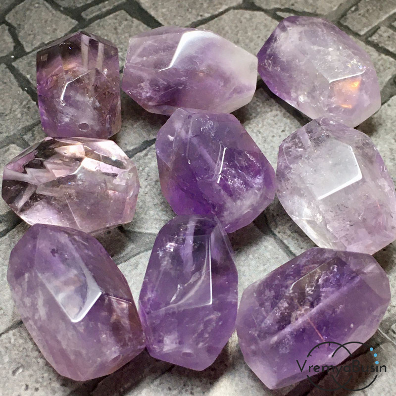 Аметрин, крупные овальные бусины свободной огранки (1 шт.)