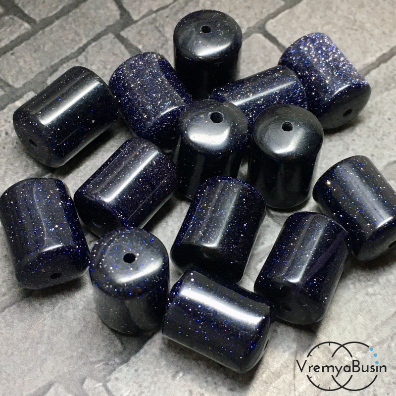 Авантюрин синий, трубочка гладкая 10х14 мм (1 шт.)