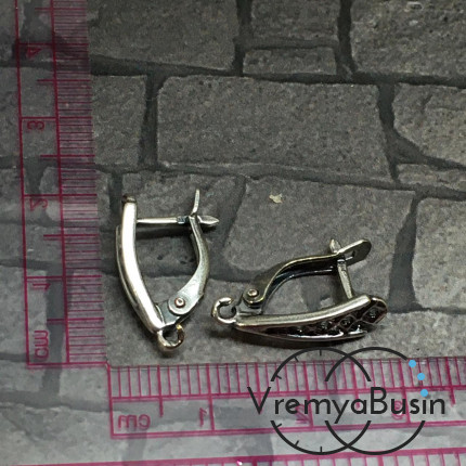 Швензы с английским замком, покрытие мельхиор, цв. серебро (1 пара)