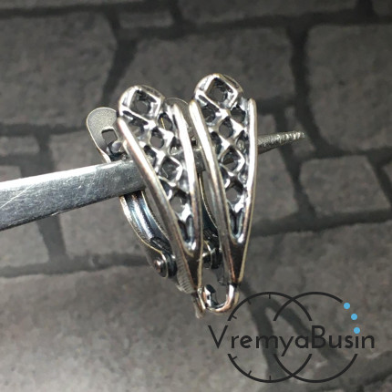 Швензы с английским замком, покрытие мельхиор, цв. серебро (1 пара)