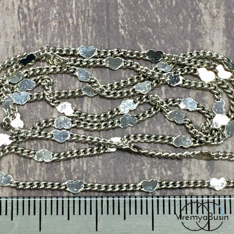 Цепочка металлическая в асс., латунь с родиевым покрытием (1 м.)