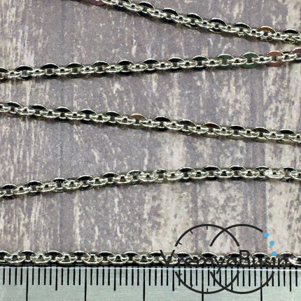 Цепочка металлическая в асс., звено 3х4 мм, латунь с родиевым покрытием (1 м.)