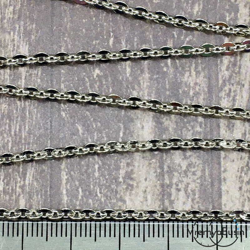 Цепочка металлическая в асс., звено 3х4 мм, латунь с родиевым покрытием (1 м.)