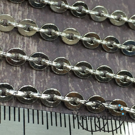 Цепочка металлическая в асс., звено 4х5 мм, латунь с родиевым покрытием (1 м.)
