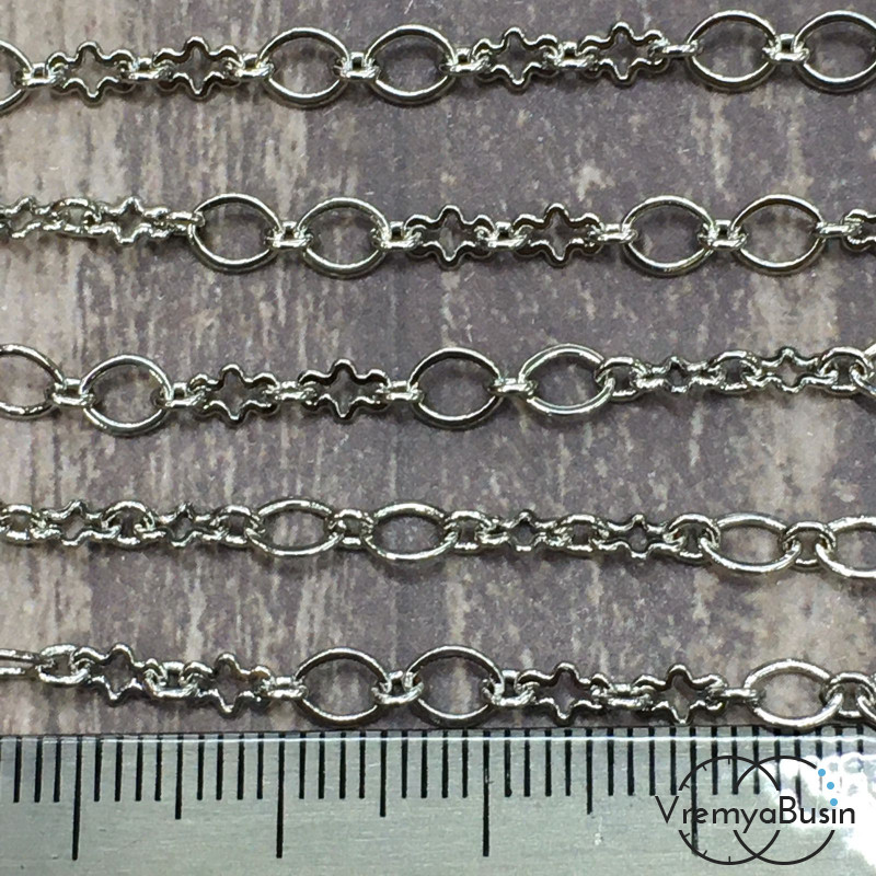 Цепочка металлическая в асс., латунь с родиевым покрытием (1 м.)