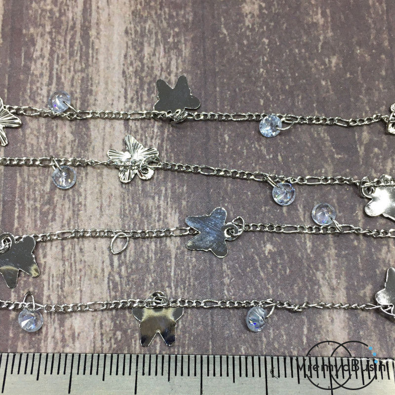 Цепочка металлическая в асс., латунь с родиевым покрытием (1 м.)