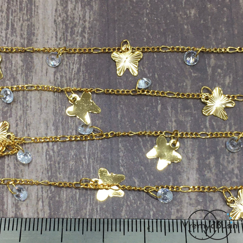 Цепочка металлическая в асс., латунь с позолотой (1 м.)