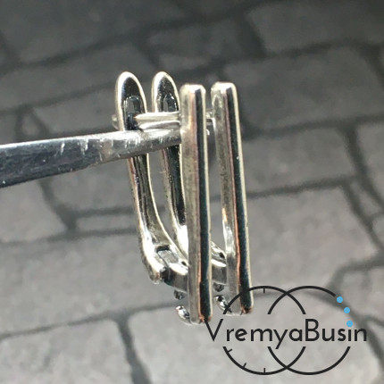 Швензы с английским замком, покрытие мельхиор, цв. серебро (1 пара)