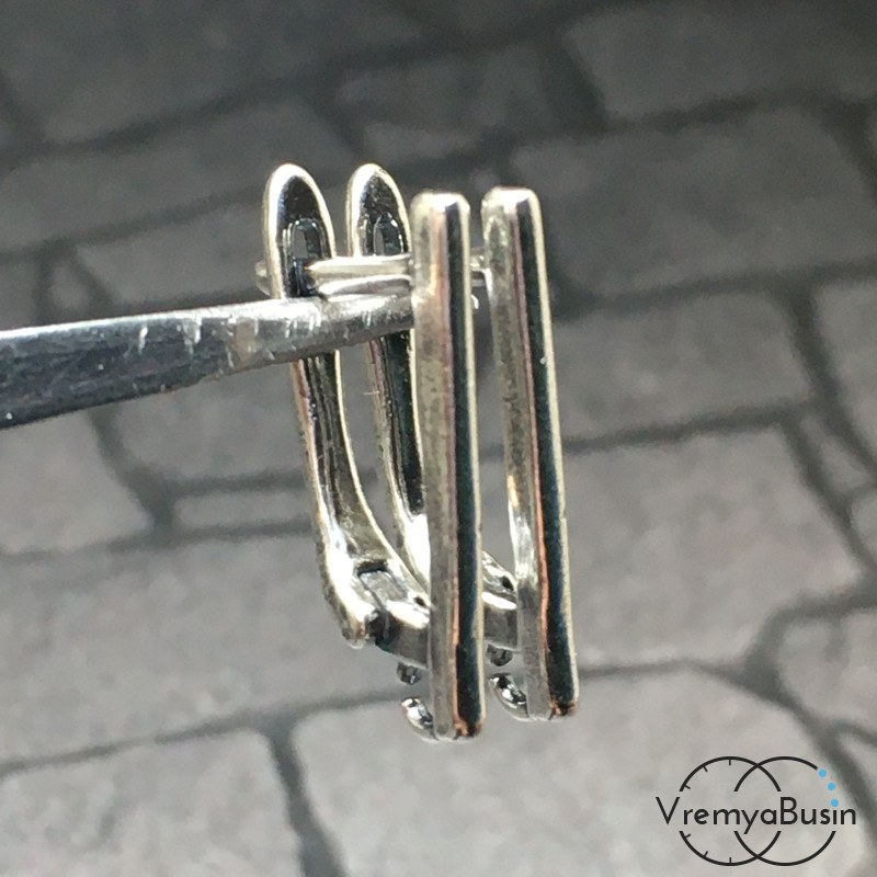 Швензы с английским замком, покрытие мельхиор, цв. серебро (1 пара)