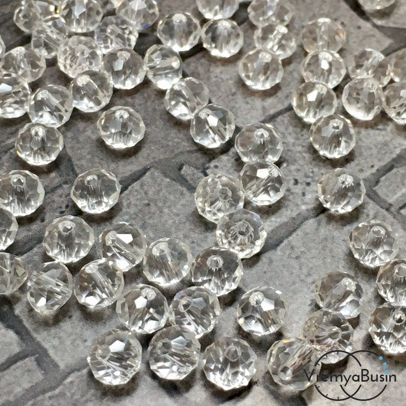 Бусины-рондели из граненого стекла,  4х6 мм (упак. 10  шт.)