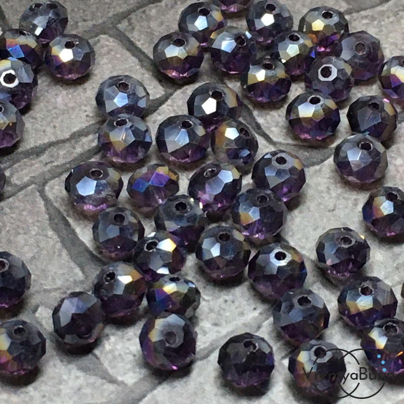 Бусины-рондели из граненого стекла,  4х6 мм (упак. 10  шт.)