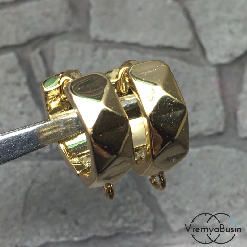 Швензы-кольца с французским замком, 5х15 мм, латунь с позолотой (1 пара)