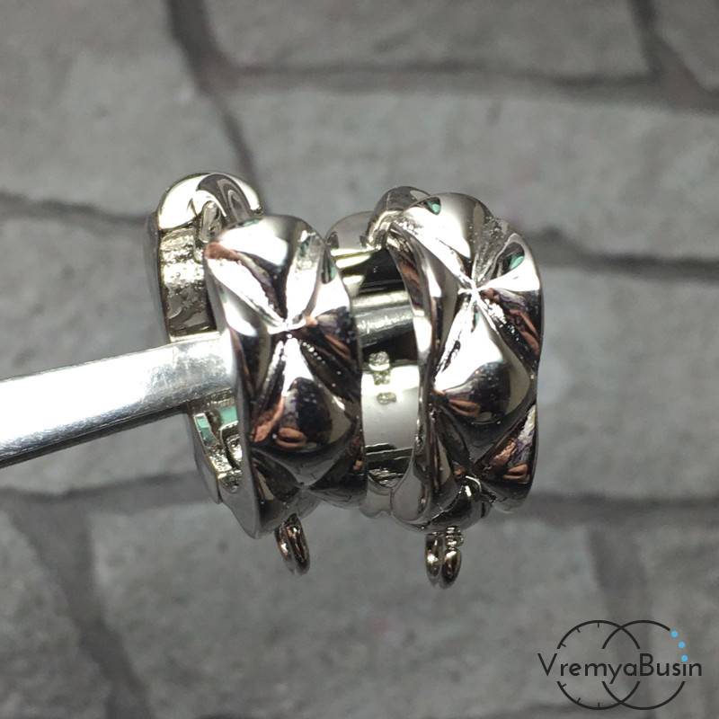 Швензы-кольца с французским замком, 5х15 мм, латунь с родиевым покрытием (1 пара)