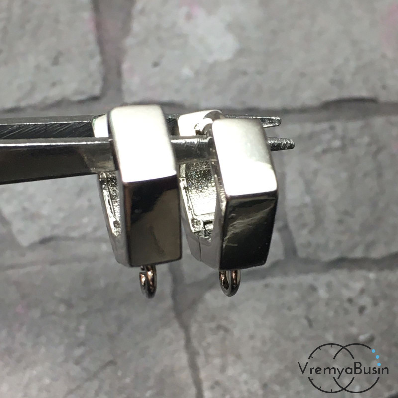 Швензы-кольца с французским замком, 4х12 мм, латунь с родиевым покрытием (1 пара)