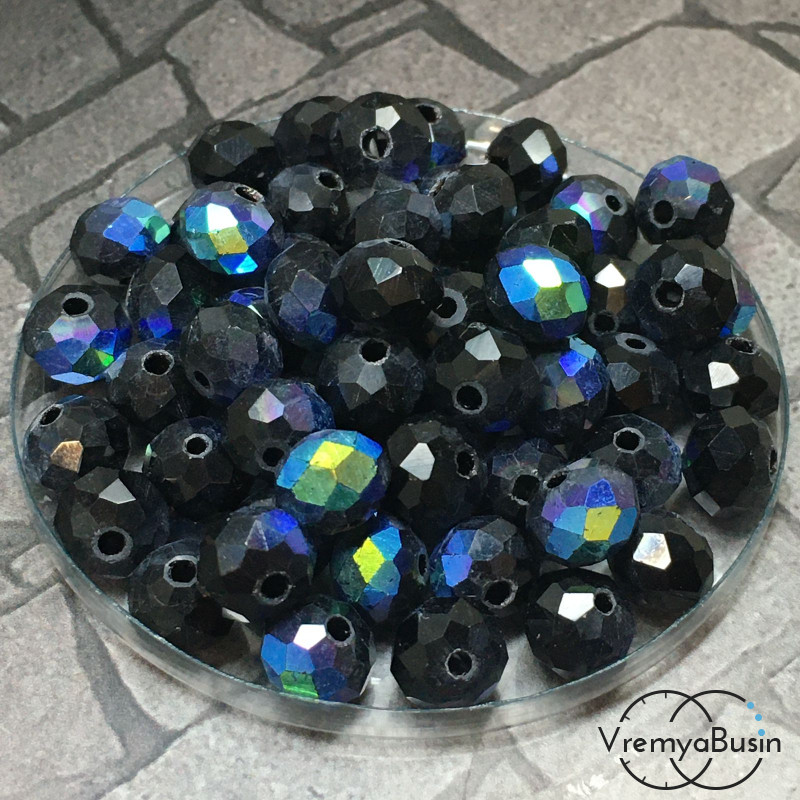 Бусины-рондели из граненого стекла,  6х8 мм (упак. 10 шт.)