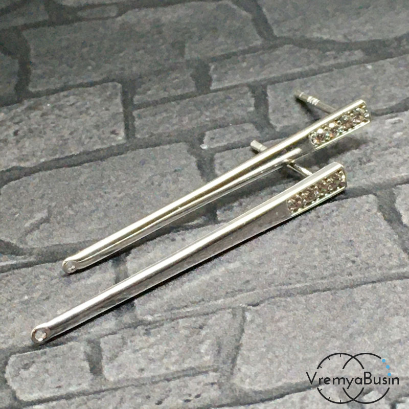 Швензы-гвоздики из латуни с родиевым покрытием (1 пара)