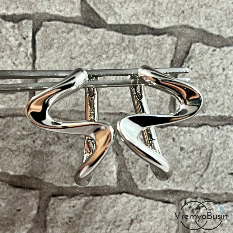 Швензы конго, зигзаг 16х20 мм,  из латуни с родиевым покрытием (1 пара)