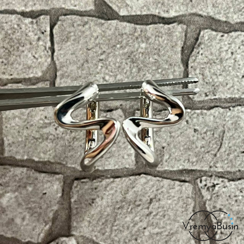 Швензы конго, зигзаг 11х16 мм,  из латуни с родиевым покрытием (1 пара)