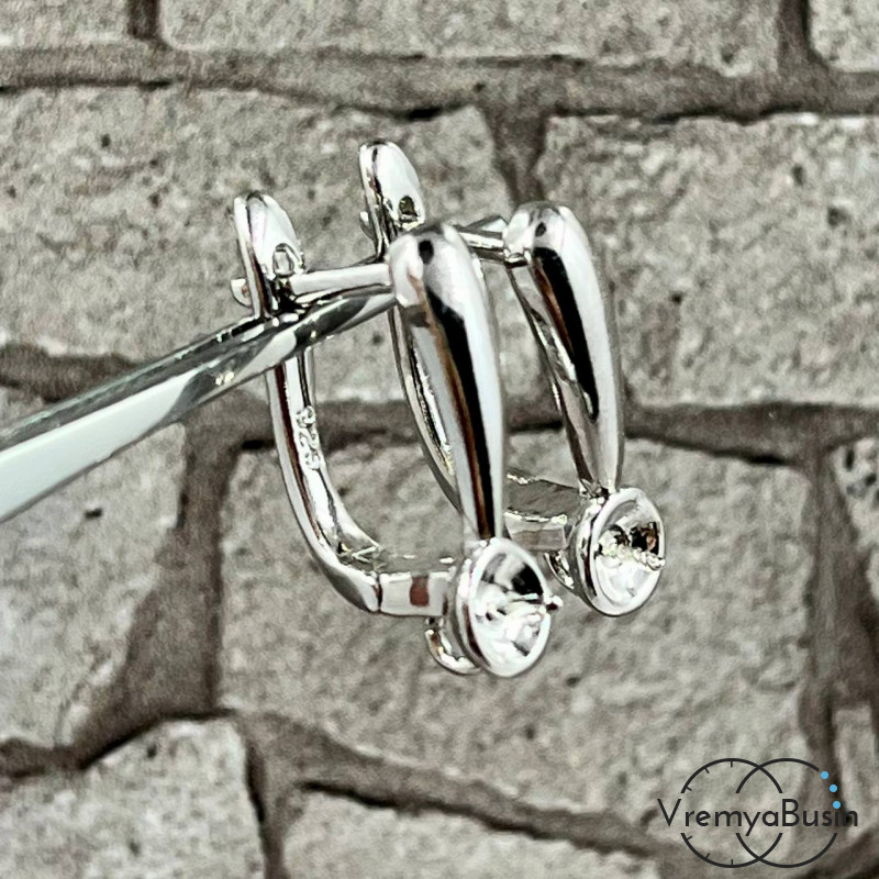 Швензы с английским замком, латунь с родиевым покрытием (1 пара)