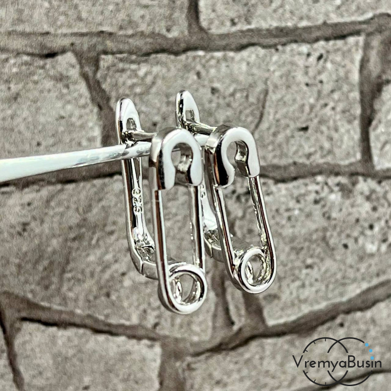 Швензы с английским замком, латунь с родиевым покрытием (1 пара)