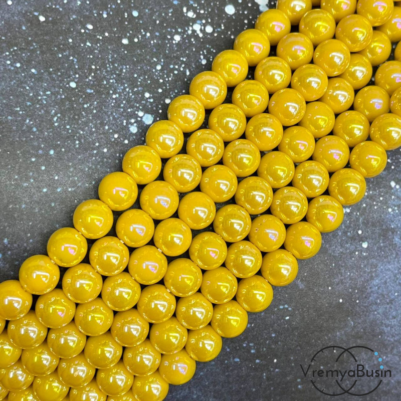 Бусины из стекла, шарик гладкий 8 мм с переливом (нить, ок. 48 шт.)