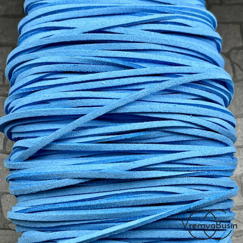Шнур замшевый цветной 2,5 мм, цв. голубой (1 м.)