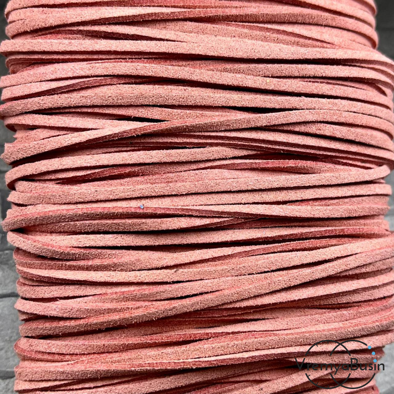Шнур замшевый цветной 2,5 мм, цв. пыльно-розовый (1 м.)