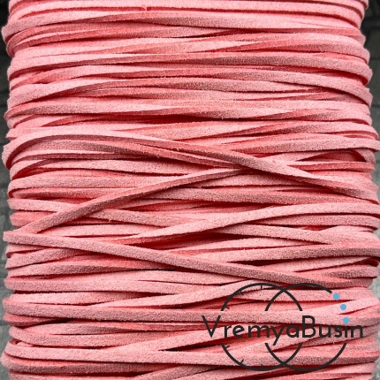 Шнур замшевый цветной 2,5 мм, цв. розовый (1 м.)