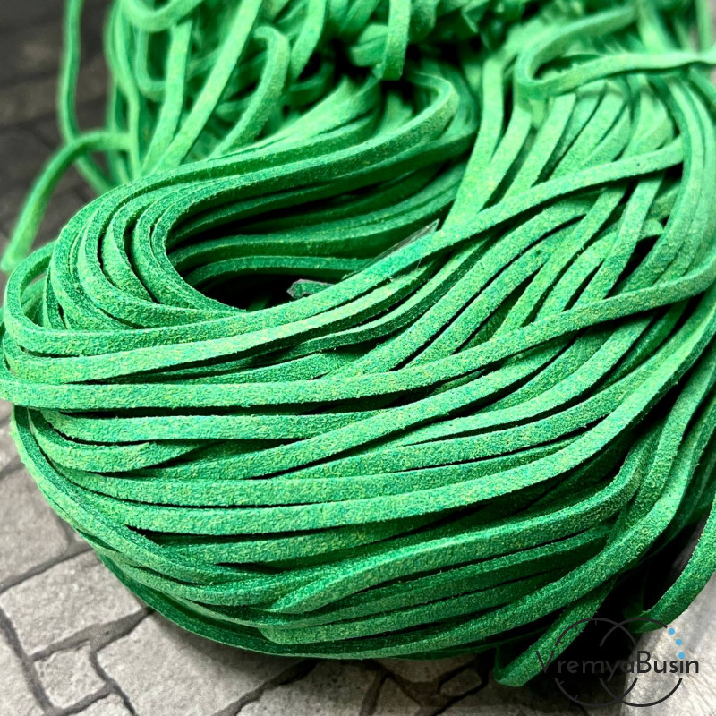 Шнур замшевый цветной 2,5 мм, цв. зеленый (1 м.)