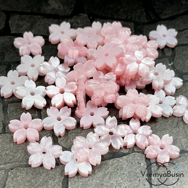 Цветочки акриловые перламутровые, 12 мм, цв. розовый (упак. 10 шт.)