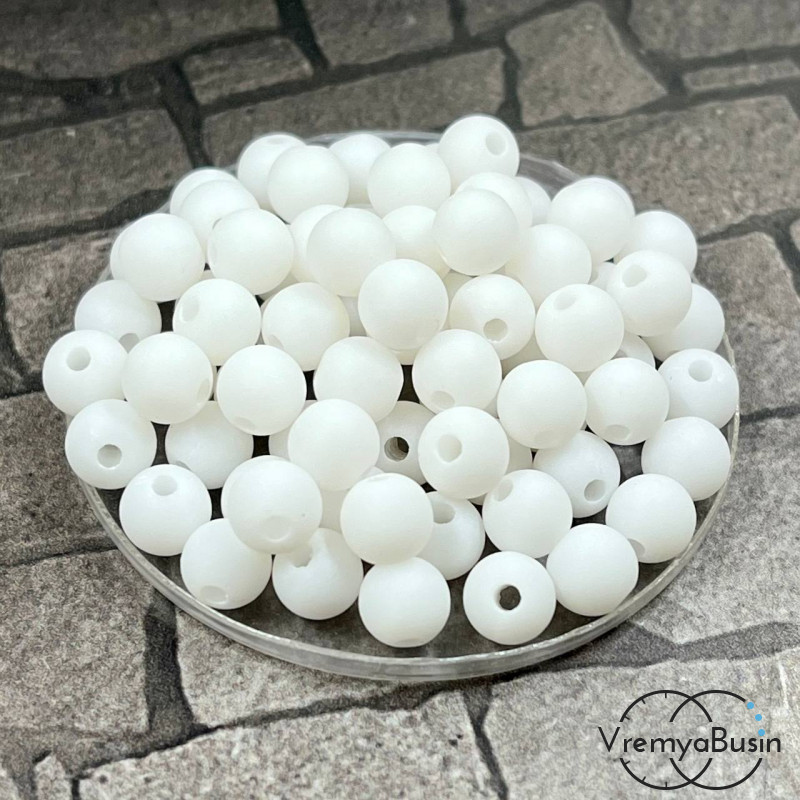 Бусины акриловые, матовые шарики 6 мм (упак. 20 шт.)