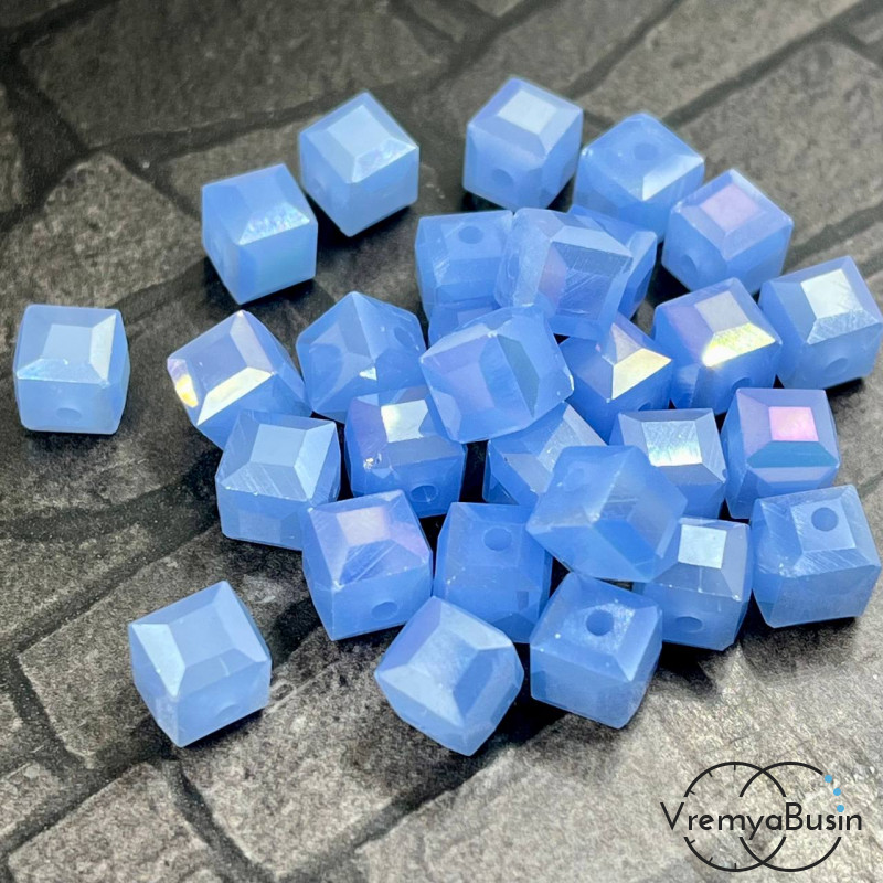 Бусины кубики из граненого стекла, 7 мм    (упак. 10 шт.)