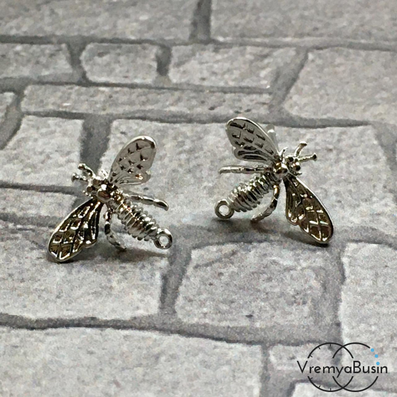 Швензы-гвоздики из латуни с родиевым покрытием (1 пара)