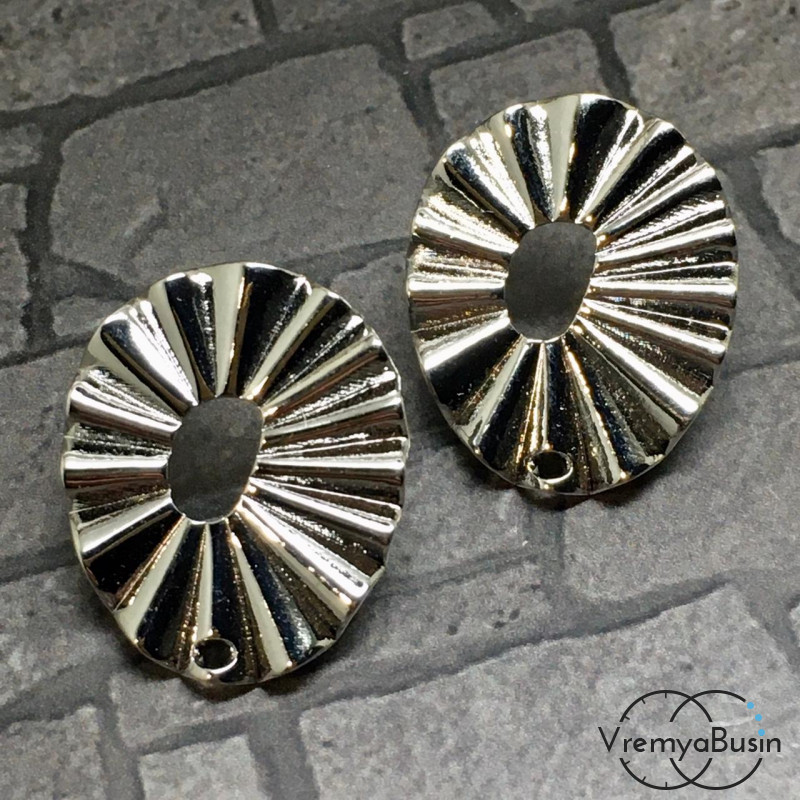 Швензы-гвоздики из латуни с родиевым покрытием, 18х22 мм  (1 пара)