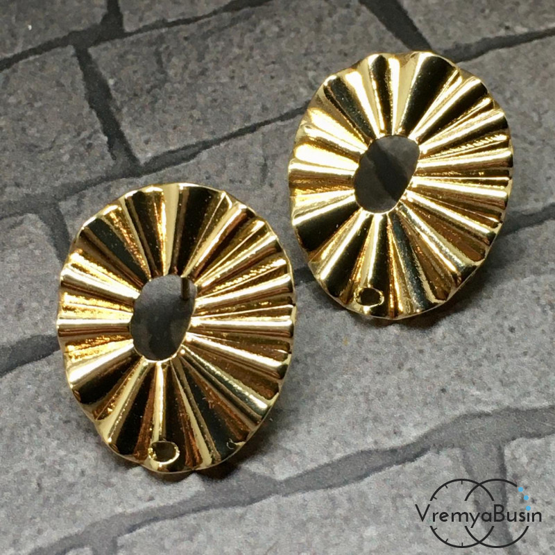 Швензы-гвоздики из латуни с позолотой, 18х22 мм (1 пара)
