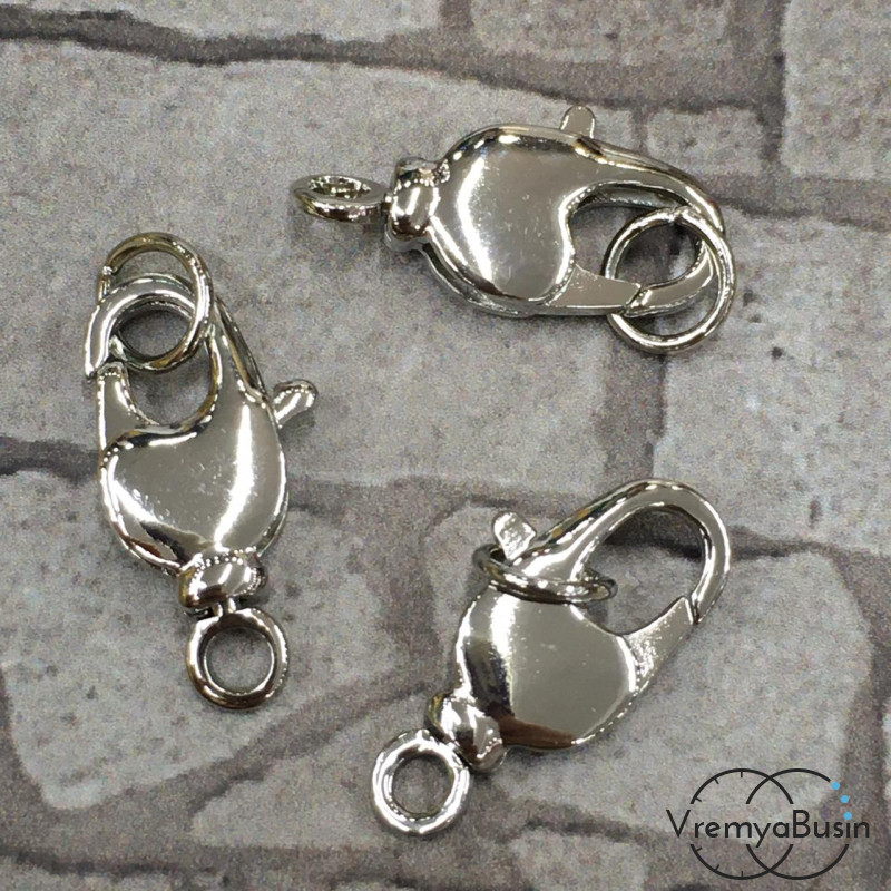 Карабин, латунь с родиевым покрытием 9х16 мм (1 шт.)