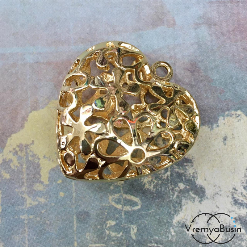 Подвеска из латуни с позолотой "Сердце" 23х24 мм (1 шт.)