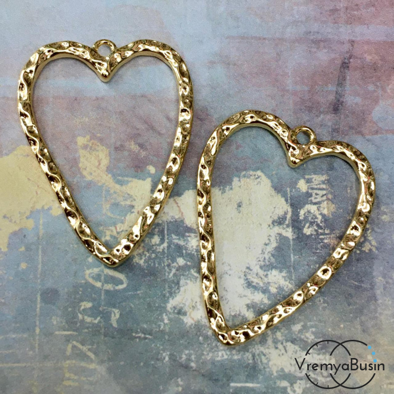 Подвеска из латуни с позолотой "Сердце" 23х30 мм (1 шт.)