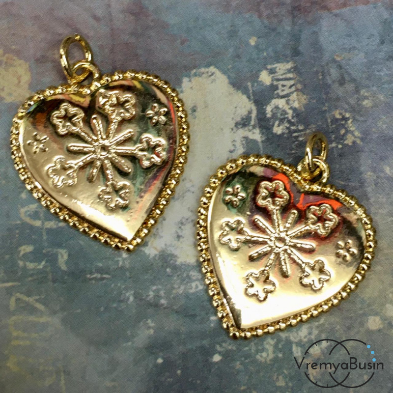 Подвеска из латуни с позолотой  "Сердце" 19х21 мм (1 шт.)