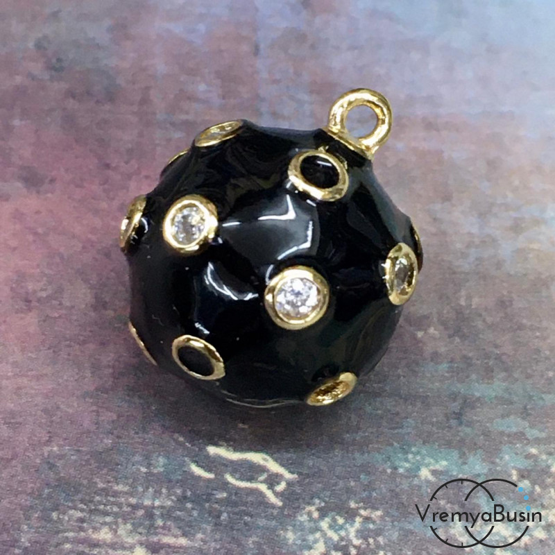 Подвеска с эмалью, латунь с позолотой "Шар" 15х15 мм (1 шт.)