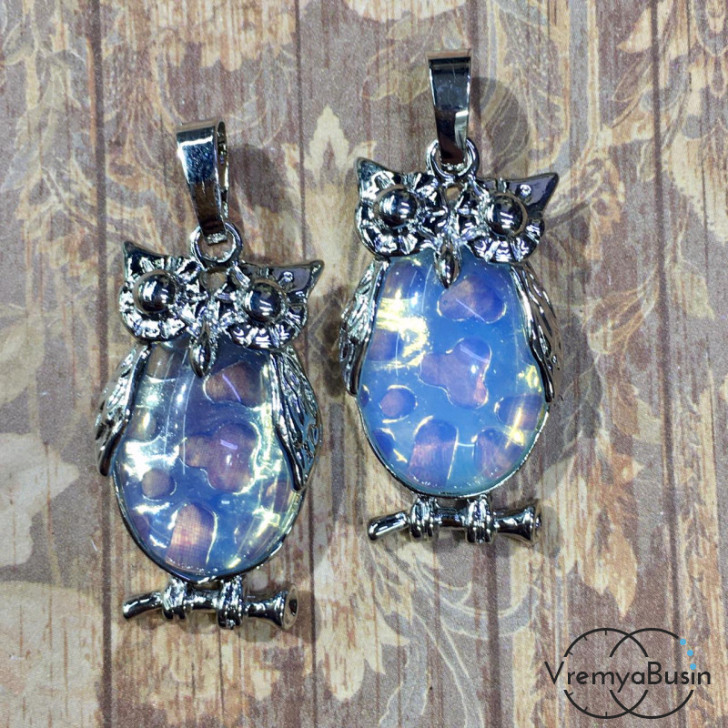 Лунный камень имит. Подвеска с натур. камнем 16х28 мм(1 шт.)